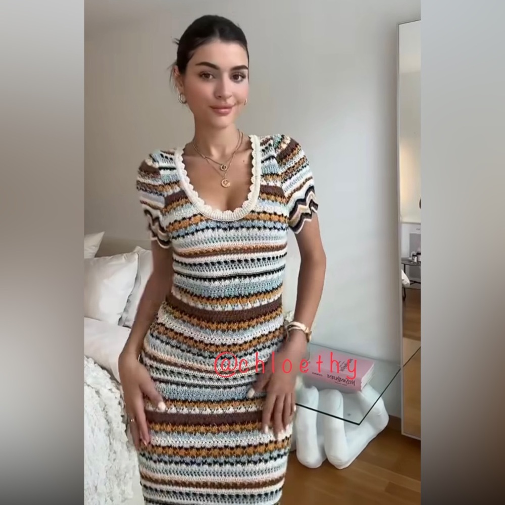 Zara LONG STRIPED KNIT DRESS - Picture 4 of 10